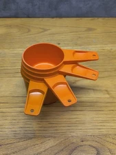 VTG. Orange Tupperware Measuring Cups Plastic, Set of 4 Pieces