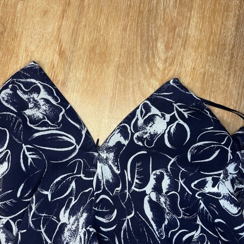 Ralph Lauren 100% Silk Midi Skirt 10 Petite Lined Ruffles Flowy Floral Nautical - Picture 5 of 10