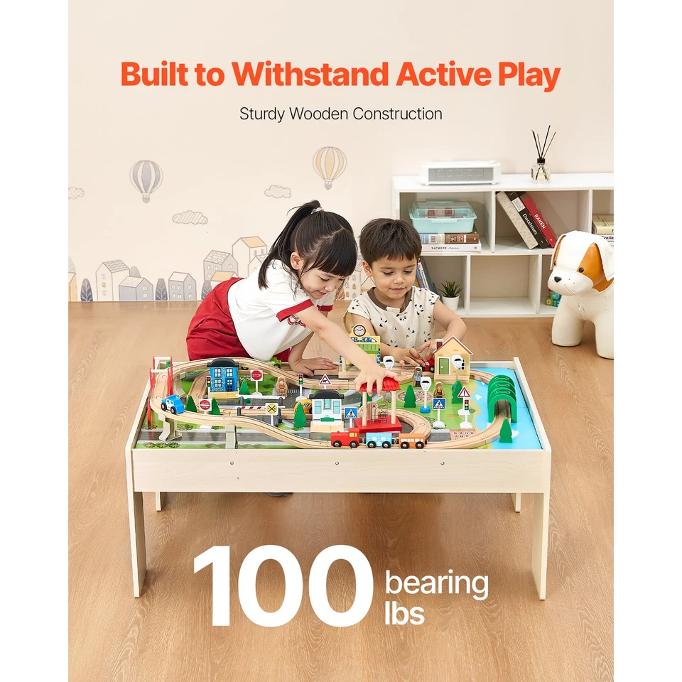Деревянный детский стол для занятий Uimoso Train 84 шт. со складным контейнером для хранения - Изображение 4 из 4