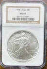 1994 1 Oz .999 Fine Silver American Eagle NGC MS-69 NO RESERVE!!