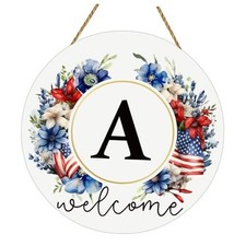 Patriotic Decorations Monogram 4th of July Wreaths for Front Door Letter A