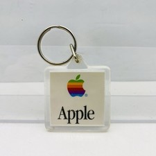 Apple Mac OS Lucite Square Keychain Rainbow Apple Collectible Vintage 90's