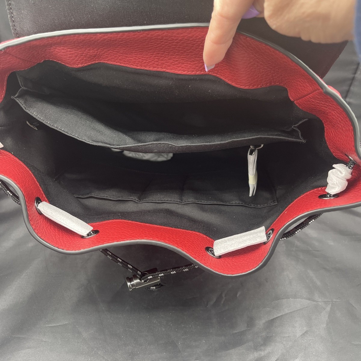 Men COACH pebble leather backpack RED 14
