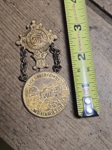 Rare 1904 San Jose Lick Observatory Mt Hamilton CA SF Advertising Templar Medal - Picture 7 of 15