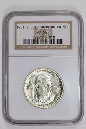 1951-S BOOKER T WASHINGTON COMMEMORATIVE HALF DOLLAR NGC MS65