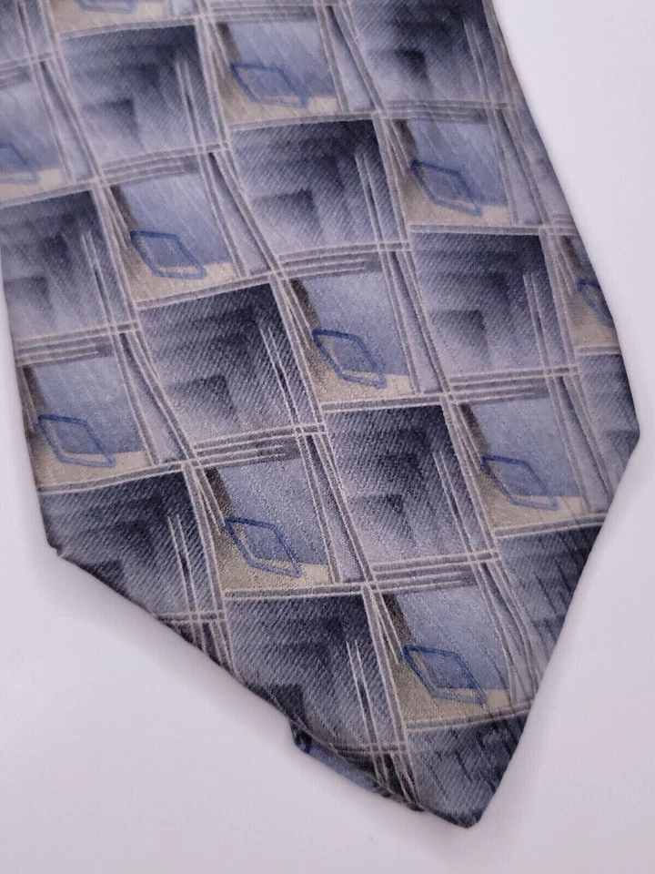 Gravata formal masculina Zylos George Machado 57"Lx3.75"W azul/cinza - Imagem 2 de 4