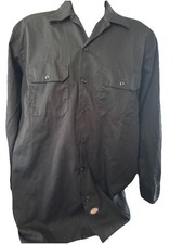 Vintage Dickies Workwear Black Button-Up Long-Sleeve Workwear Flannel Men's Med