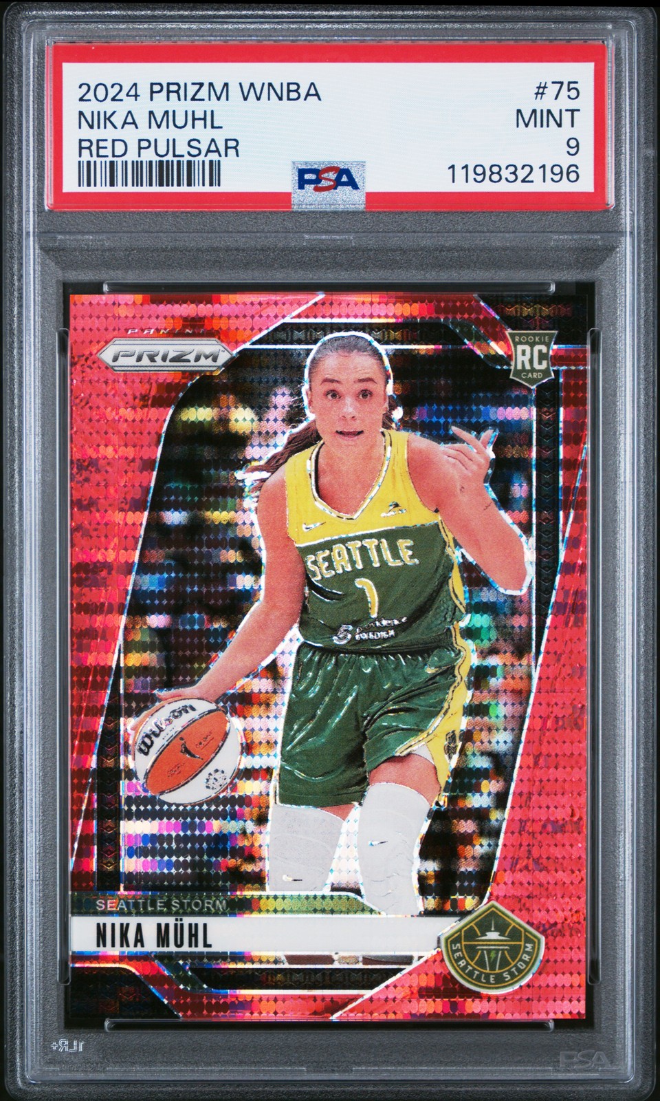 2024 Panini Prizm WNBA #75 Nika Muhl Red Pulsar /299 Rookie PSA 9