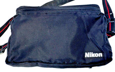 Nikon Camera Black Nylon With Black/Red Striped Over The Shoulder Strap 13  x8  x8