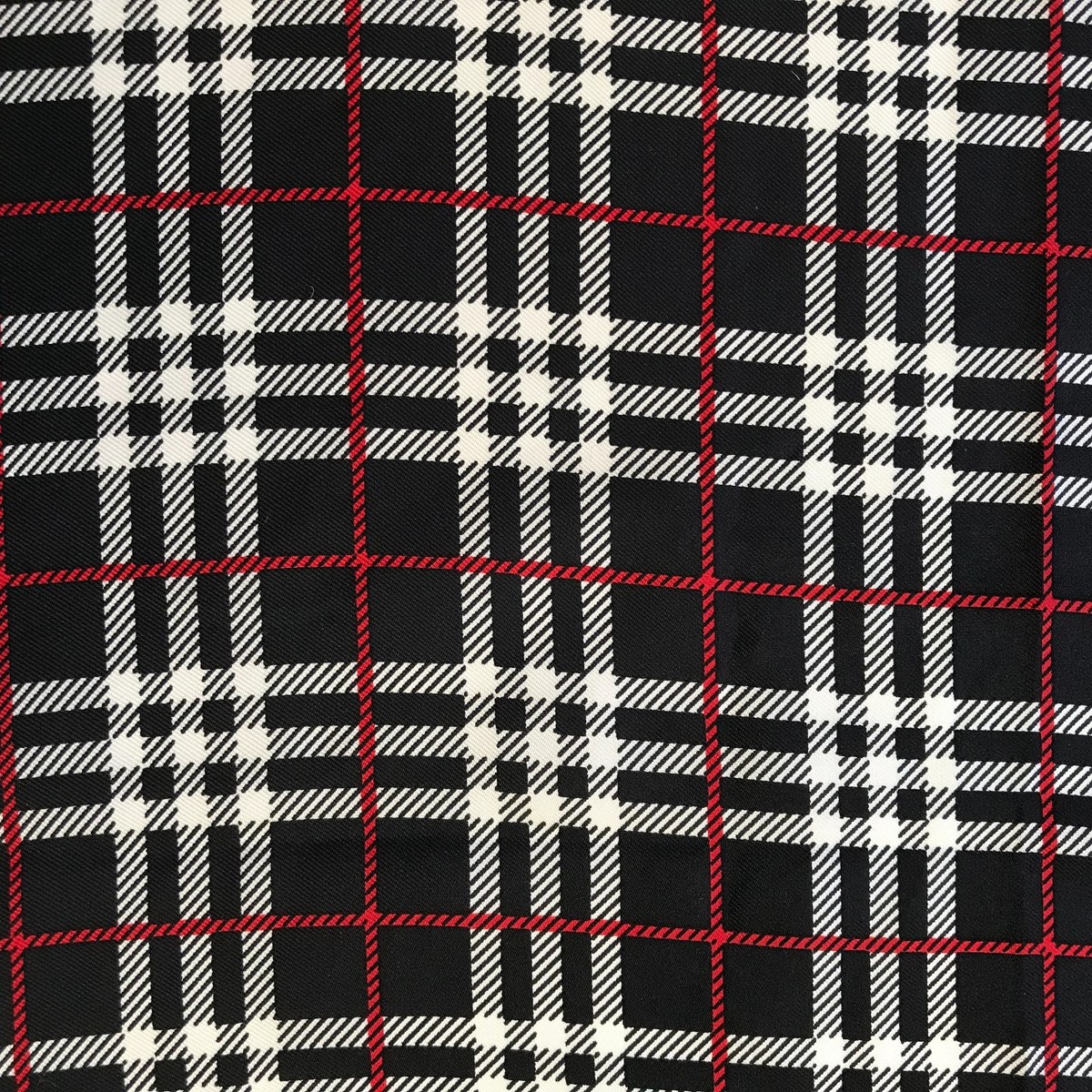 Burberry Tan Black Red Patterned Silk Scarf Tie Vintage Burberry Silk Scarf Wrap Square Black Red Plaid  main image 3
