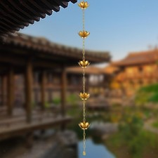 Rain Chain with Lotus Flower, 120 cm, for Gutters, Roofs, Replacement Downpipes