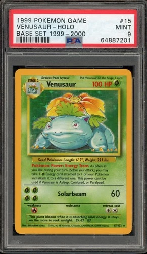 Pokemon Venusaur Base Set Unlimited Holo Rare #15 PSA 9 Mint