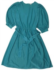 Vintage Womens A-Line Dress EU 38 Medium Blue Striped Polyester BB12