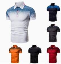 Herren T-Shirt Slim Fit V-Ausschnitt Polo Kur...