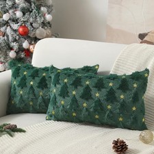 Christmas Pillow Covers 12 x 20 inch Set of 2 Dark 12" x 20" Pack of 2 Green