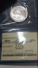 moneta argento commemorazione Guglielmo Marconi centenario 1974 fior di conio