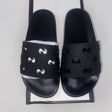 Gucci RUBBER GG Black Slide Sandals Size 36