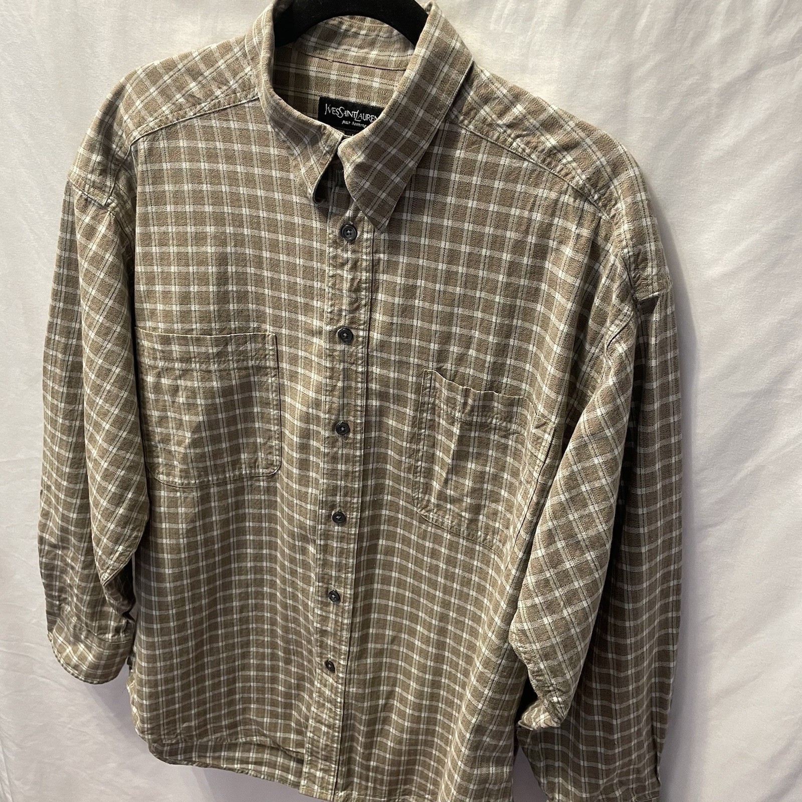 Camicia Yves Saint Laurent Pour Homme manica lunga abbottonata a quadri taglia large YSL