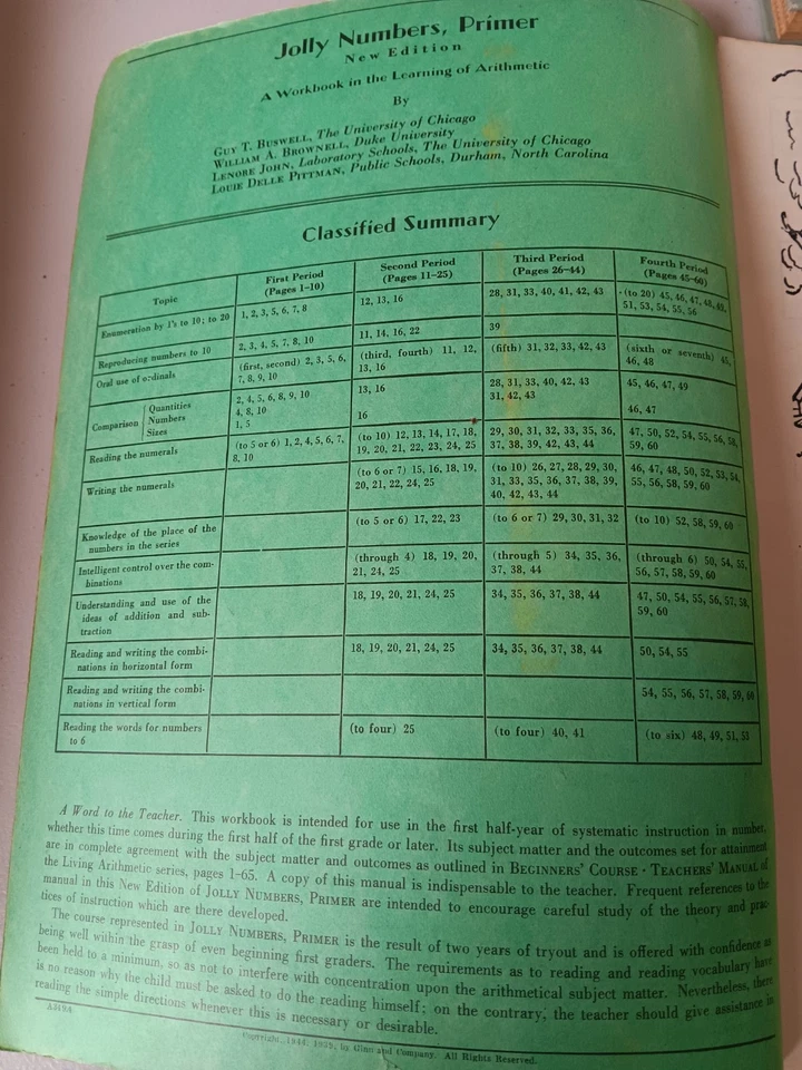 1944 Jolly Numbers. Ginn  And Company. Teachers Guide To Students.  - Image 2 of 4