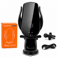 Fast Wireless Car Charger Phone Holder 15W Clamping Air Vent Dashboard Mount