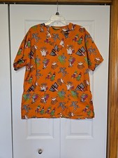 Halloween Theme Scrub Top, Shana Scrubs, Size LARGE
