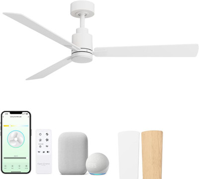 Smart 52'' Slim Ceiling Fan with LED Light, Remote & App Control, Reversible Blad