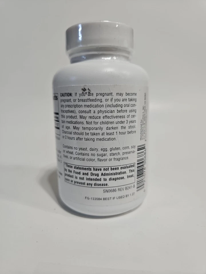 Source Naturals, Ayuda Digestiva de Carbón, 260 mg 100 Cápsulas Exp 1/27 Foto 2 de 3