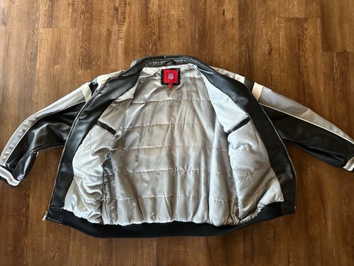 Vintage NFL Raiders Leather Jacket Full Zip BIG Logo Embroidered Mens XL - Picture 6 of 11