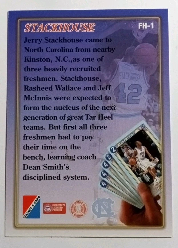 1995 95 Collect-A-Card Pro Draft Full House Jerry Stackhouse RC # FH-1 Auto /400 - Image 2 of 2