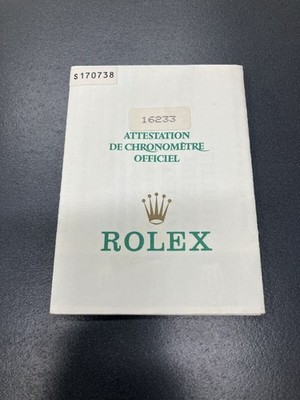 Rolex Garantie für Datejust 16233 413 S170738 S Serial Authentic