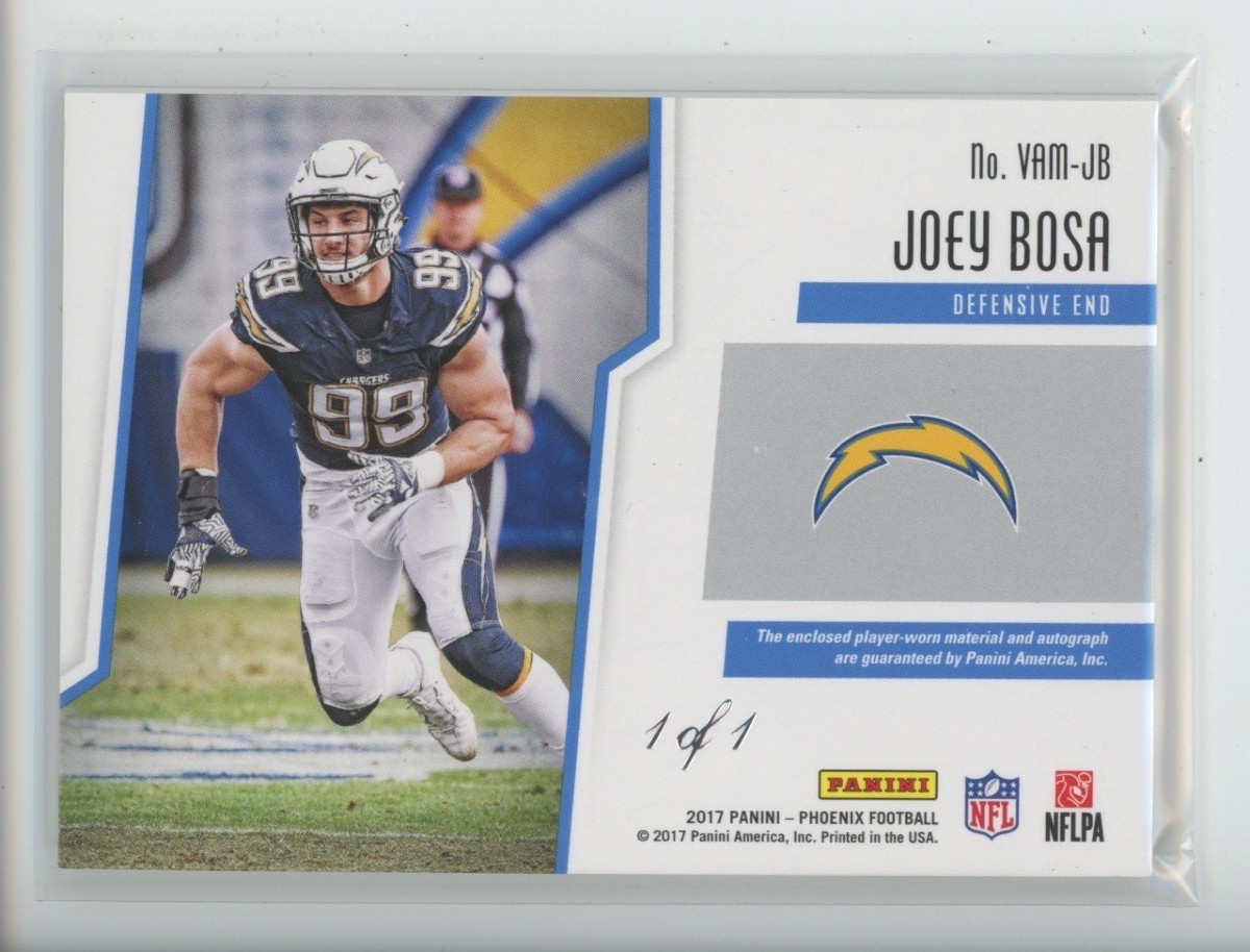 JOEY BOSA AUTO NFL SHIELD LOGO PATCH JERSEY 1/1 2017 PANINI PHOENIX LOGOMAN 1OF1 view 2