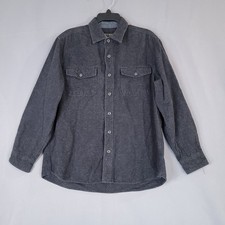 Grizzly Mountain Men's Casual Button-Down Shirt Charcoal Gray Large Cotton