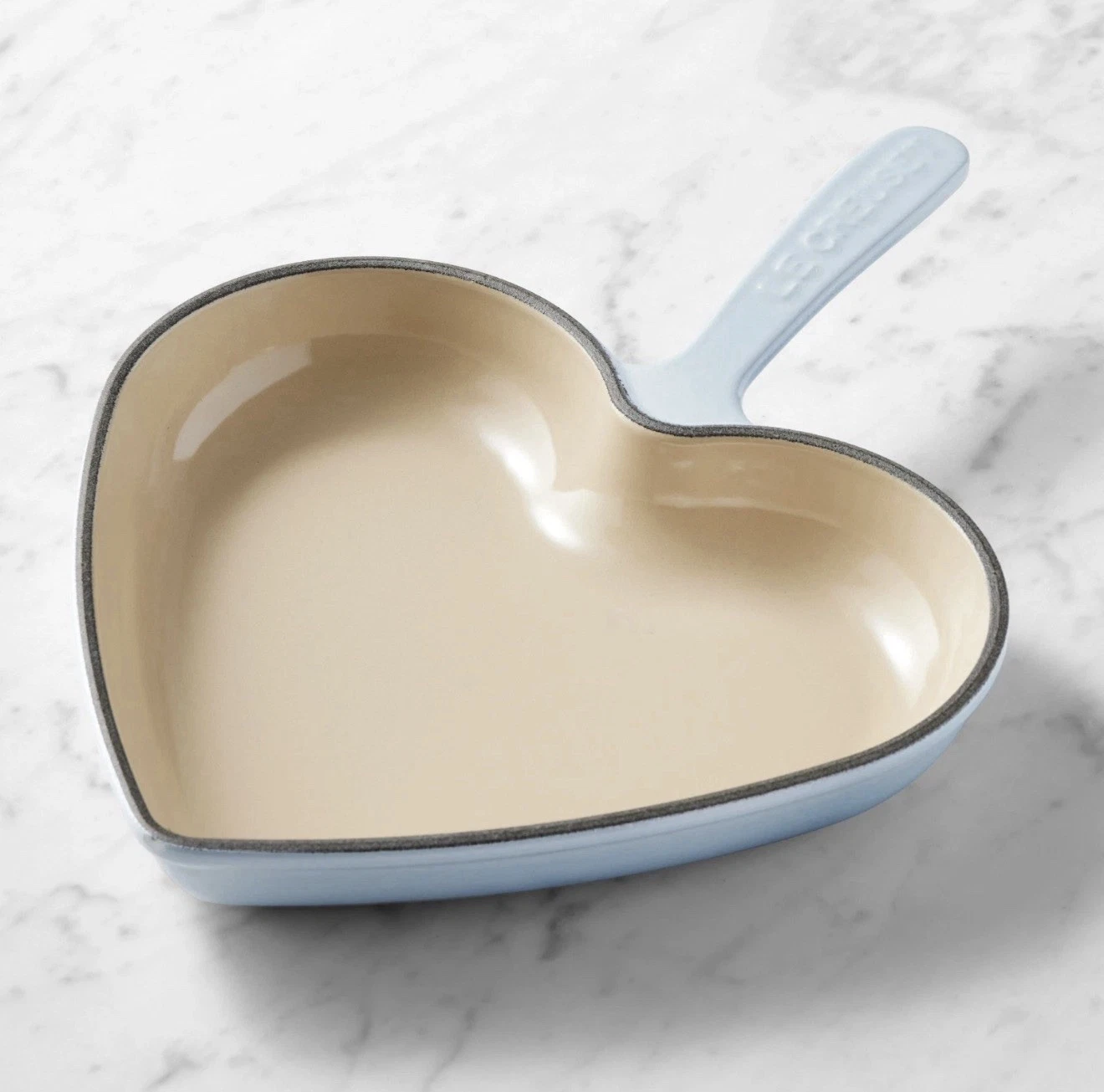 New Le Creuset Enameled Cast Iron Heart Skillet Fry Pan In Blue