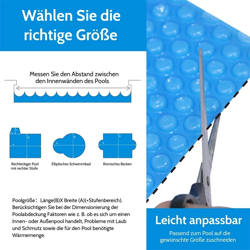 Pool Solarfolie Solarplane Solarheizung Abdeckplane Poolheizung Wärmeplane Ösen - Bild 4 von 4
