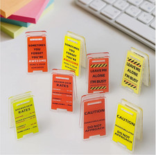 8 Pack Funny Sticky Note Holder - Caution Overstimulated Desk Sign Leave me sign