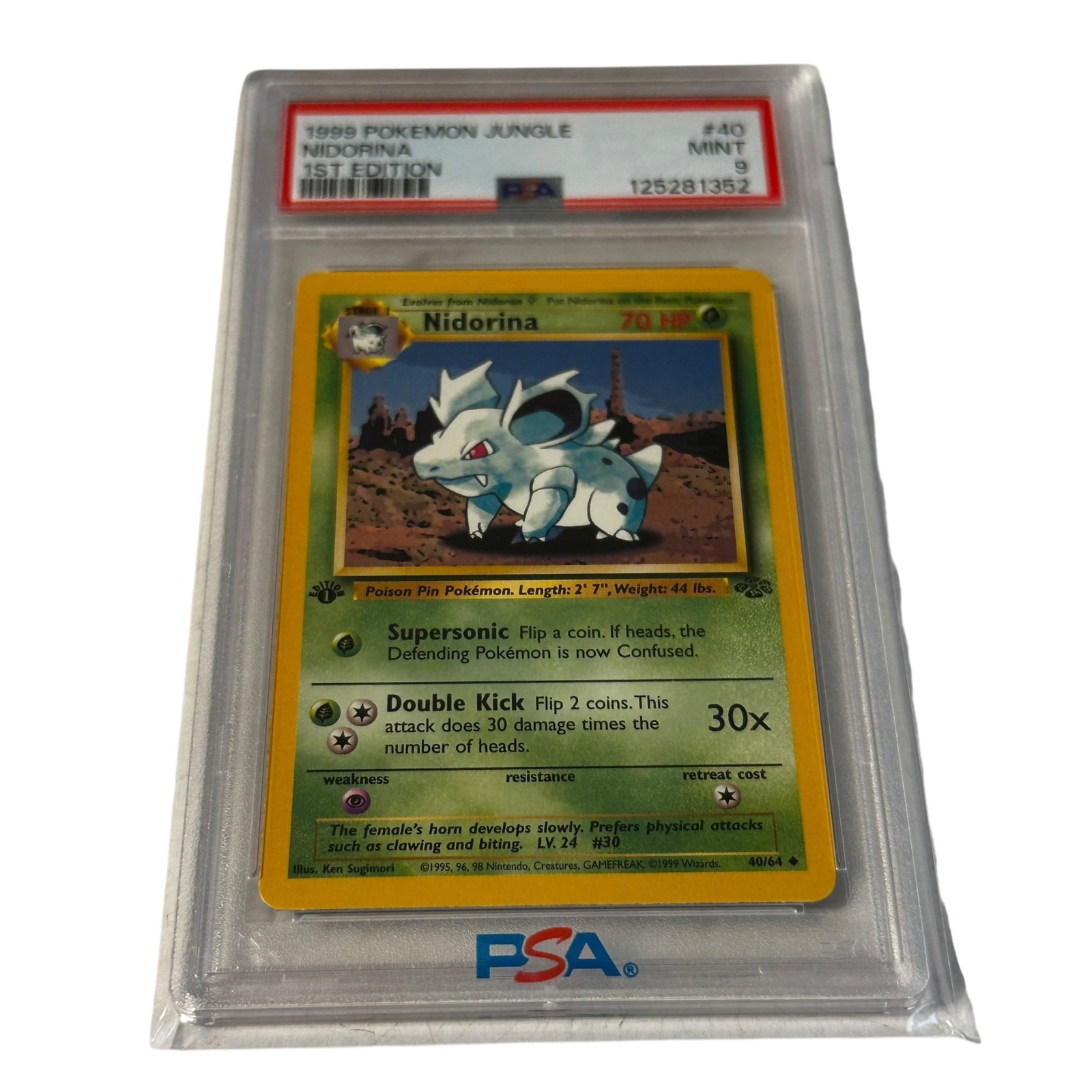 1999 PSA 9 Pokemon Jungle Nidorina 1st Edition #40 Graded