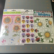 Sticky Pix- Puffy Pansies Stickers, Provo Craft- Daisies & Psx- Sunflowers Craft