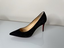 NEW Christian Louboutin Kate Pointed Toe Pump Heel Shoes Black Suede 35.5 EU