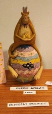 Blossom Bucket Figurines: Debbie Grogan BIG RABBIT ON EGG VTG Easter/Spring