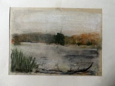 Tobias Nicklitzsch *1982 Berlin Pastel View Of The Lake In Autumn Reed Forest