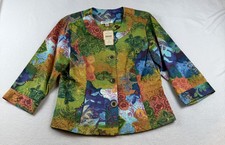 COLDWATER CREEK Womens Patchwork Foil Print Jacket Size 12 Colorful Art to Wear