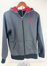 Youth Nike Therma-Fit Jordan Gray/Black Full Zip Hoodie Sweatshirt XL 13-15