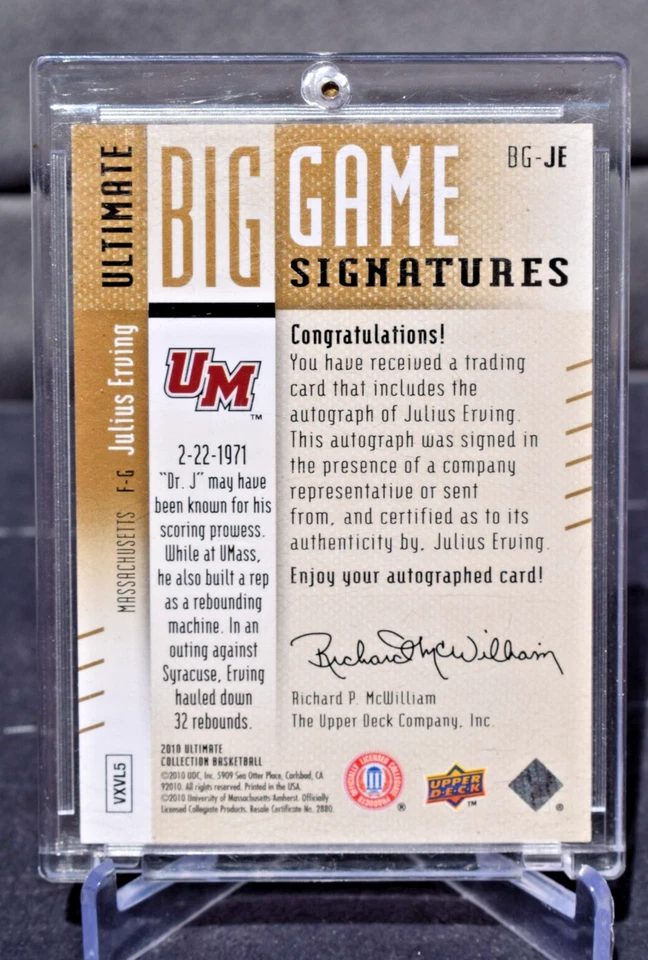 2010 Upper Deck Ultimate Big Game Signatures Julius Erving Massachusetts AUTO/25 - Image 4 of 4