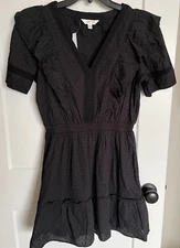 NWT LC Lauren Conrad Black 100% Cotton S/S Mini Dress Size Medium M