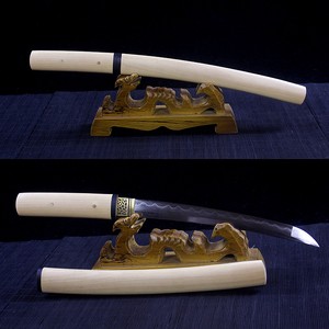 HANDMADE-JAPANESE-SHIRASAYA-SWORD-FOLDED-STEEL-CLAY-TEMPERED-BLADE-TANTO-SHARP