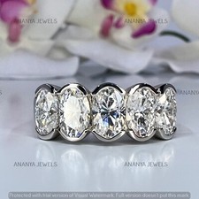 1.50 CT Oval Cut Moissanite Bezel Engagement Band Ring Real 925 Sterling Silver