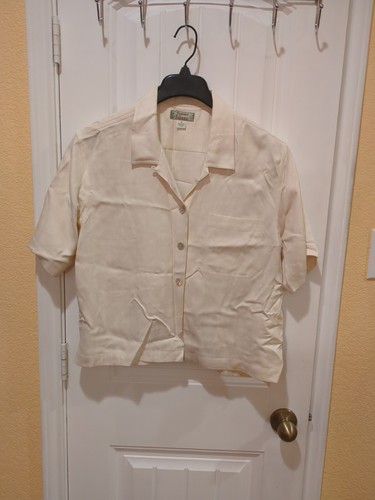 Tommy Bahama Shirt Off White 100% Silk Size M - Picture 6 of 12