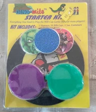Dino-Mite Milk Caps Pogs Starter Kit Game Slammer 2 Containers 5" Playing Board