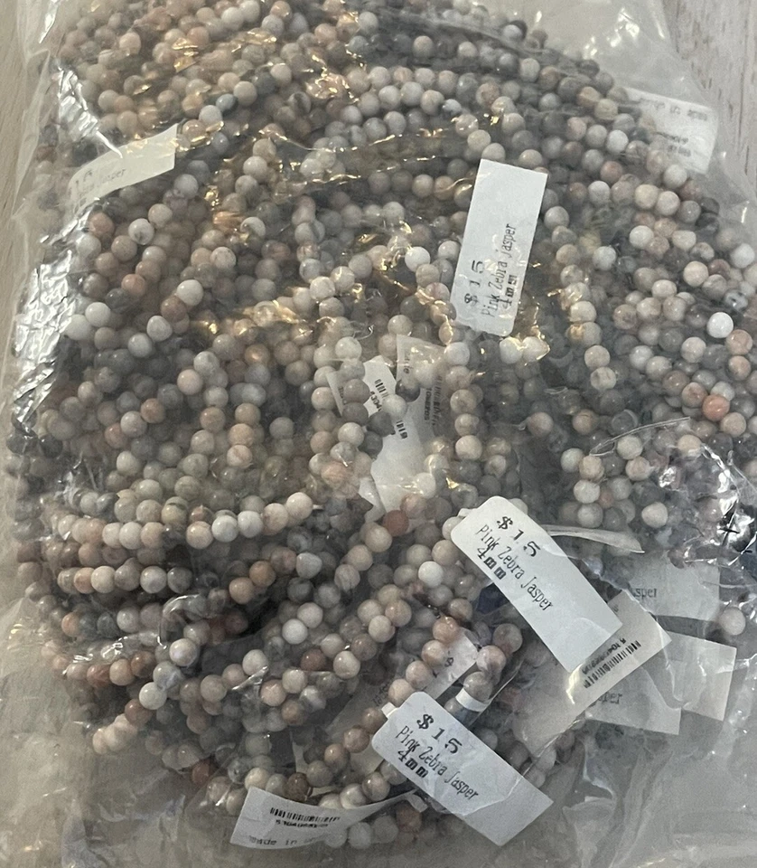 Pink Zebra Jasper  4mm - Healing Gemstone Beaded Lot - Image 4 of 4