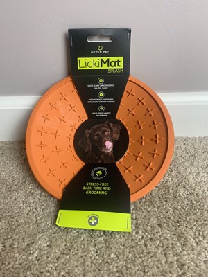 Hyper Pet LickiMat Splash Dog Treat Bowl Mat Orange Suction Cup, Reduce Anxiety